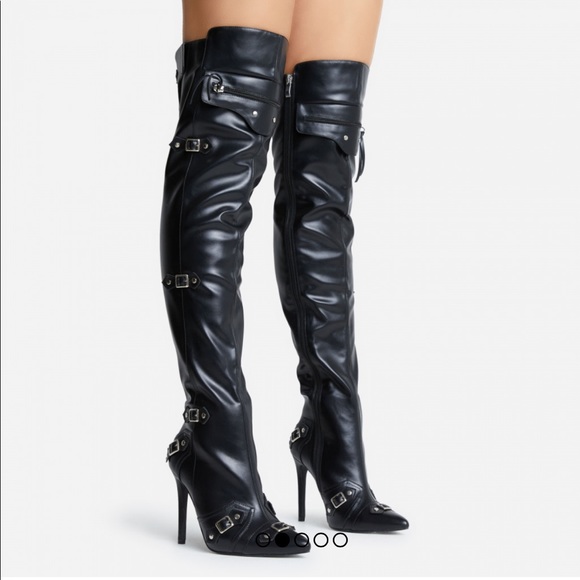 Faux leather , pointed toe over the knee boots - Picture 2 of 6